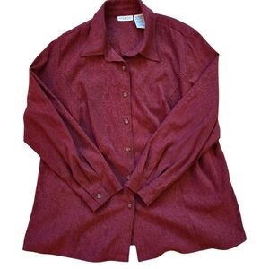 White Stag Burgundy Paisley Button Up Blouse 18w/20w